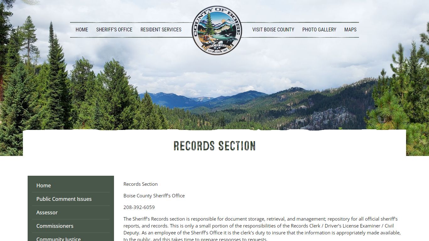 Records Section – Boise County