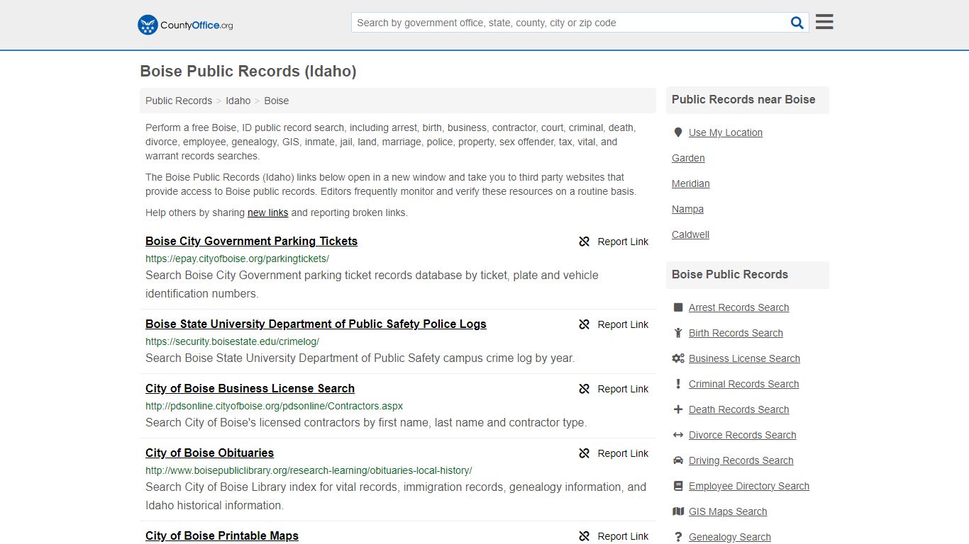 Public Records - Boise, ID (Business, Criminal, GIS, Property & Vital ...
