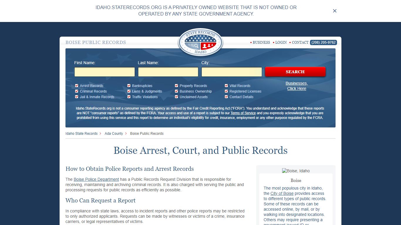 Boise Arrest and Public Records | Idaho.StateRecords.org