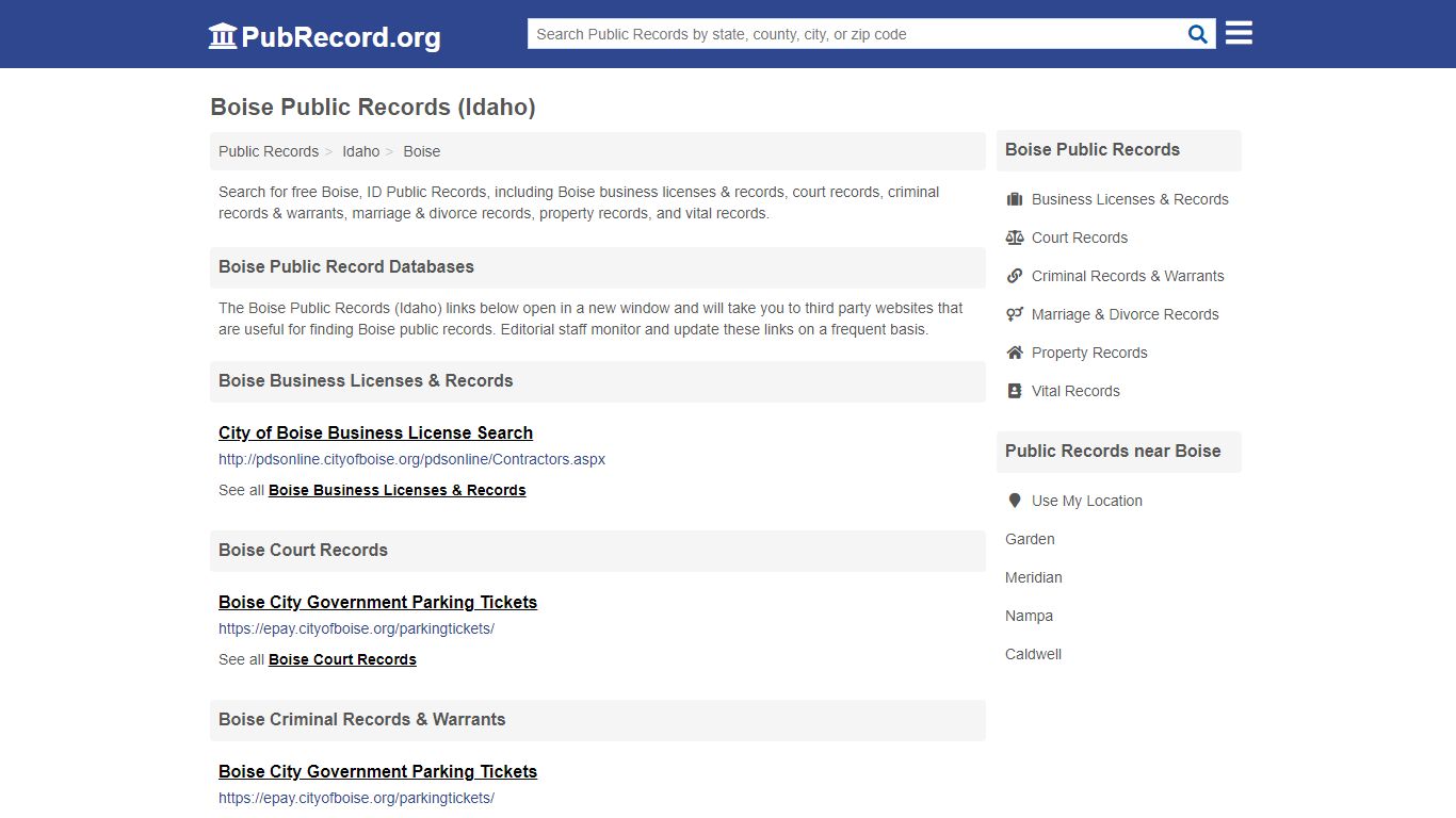 Free Boise Public Records (Idaho Public Records) - pubrecord.org